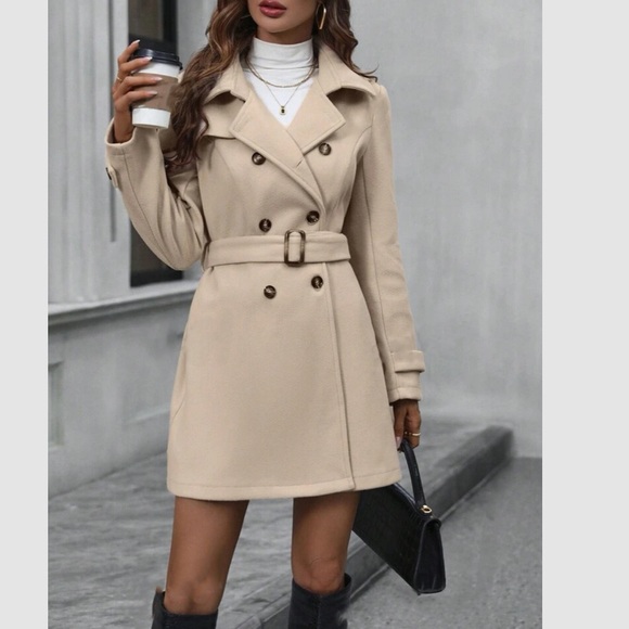 Luxe blue cozy double breasted coat - Picture 7 of 10